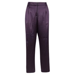 Alberta Ferretti Purple Silk Satin Wide Leg Trousers M