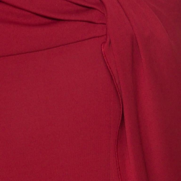De las mujeres Alberta Ferretti Vestido asimétrico de manga murciélago de punto de seda rojo M en venta