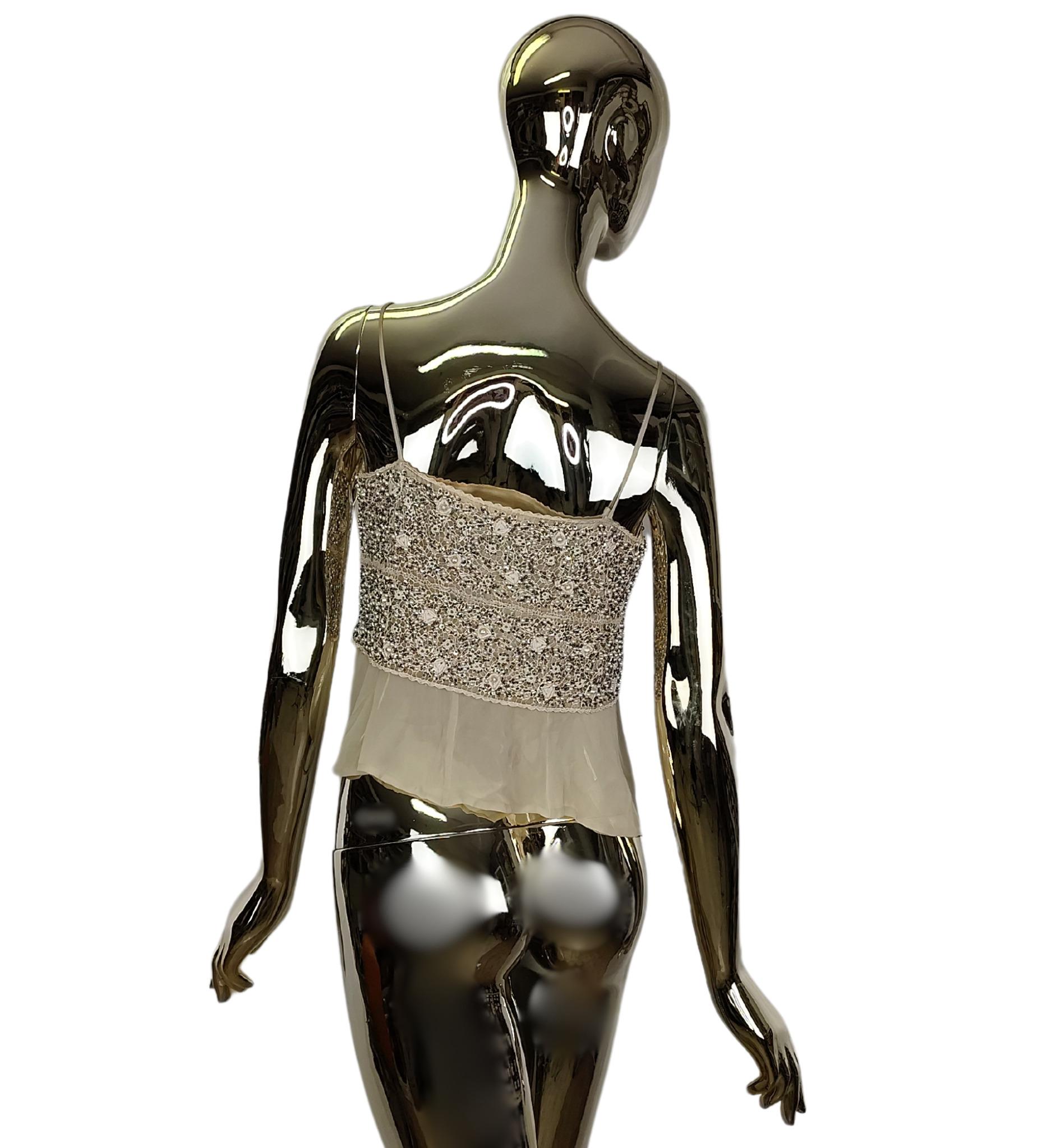 Alberta Ferretti S/S 1991 beaded pearls top In Good Condition For Sale In Milano, IT