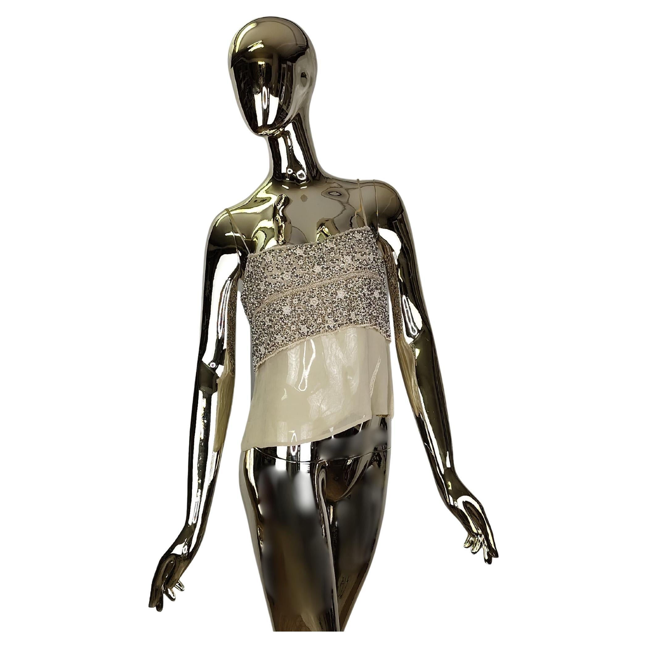 Alberta Ferretti S/S 1991 beaded pearls top For Sale