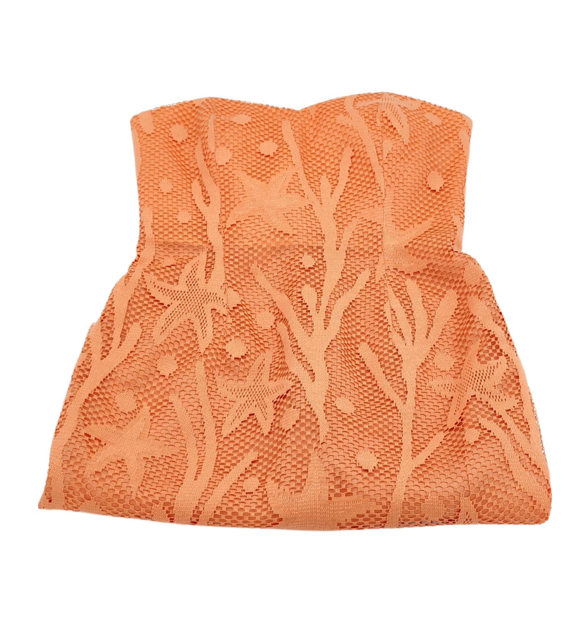 Alberta Ferretti S/S 1992 orange starfish strapless dress For Sale 3