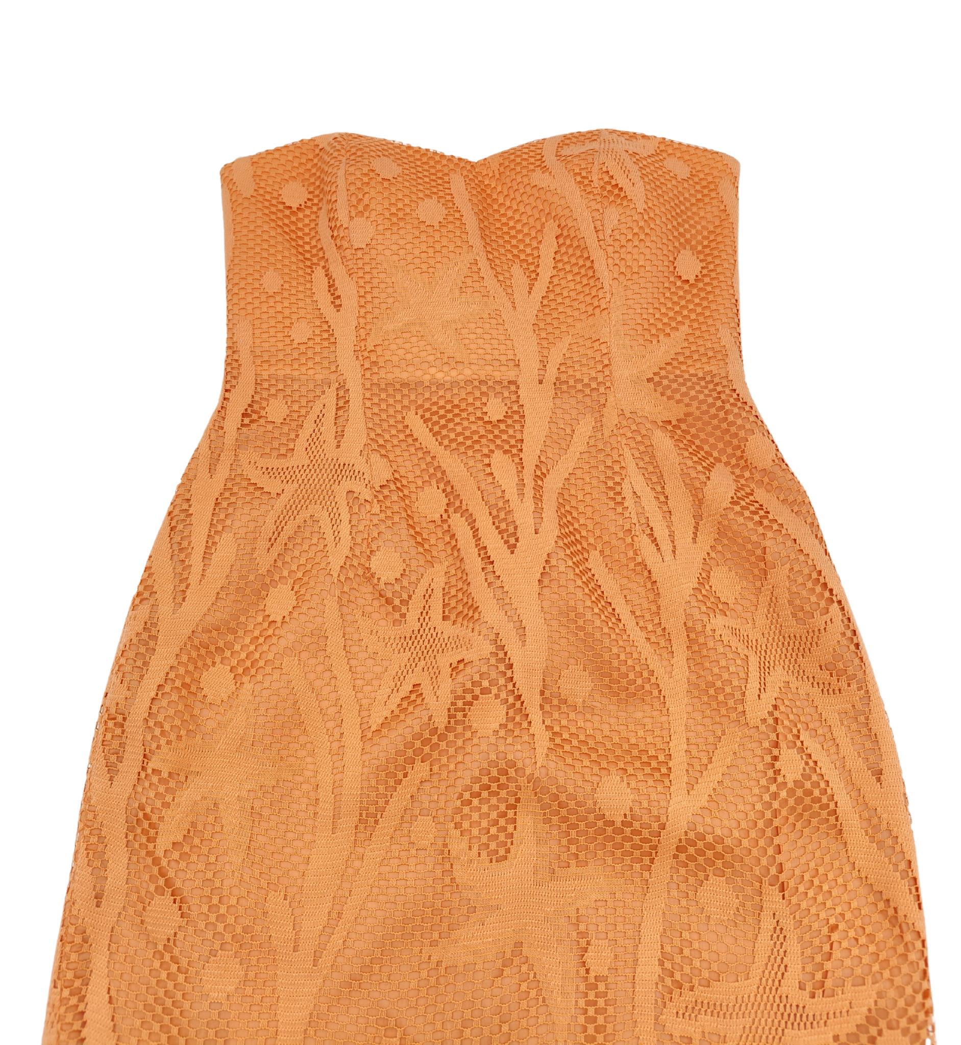 Alberta Ferretti S/S 1992 orange starfish strapless dress For Sale 4