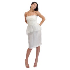 Alberta Ferretti S/S 2013 White Silk Cocktail Peplum Dress