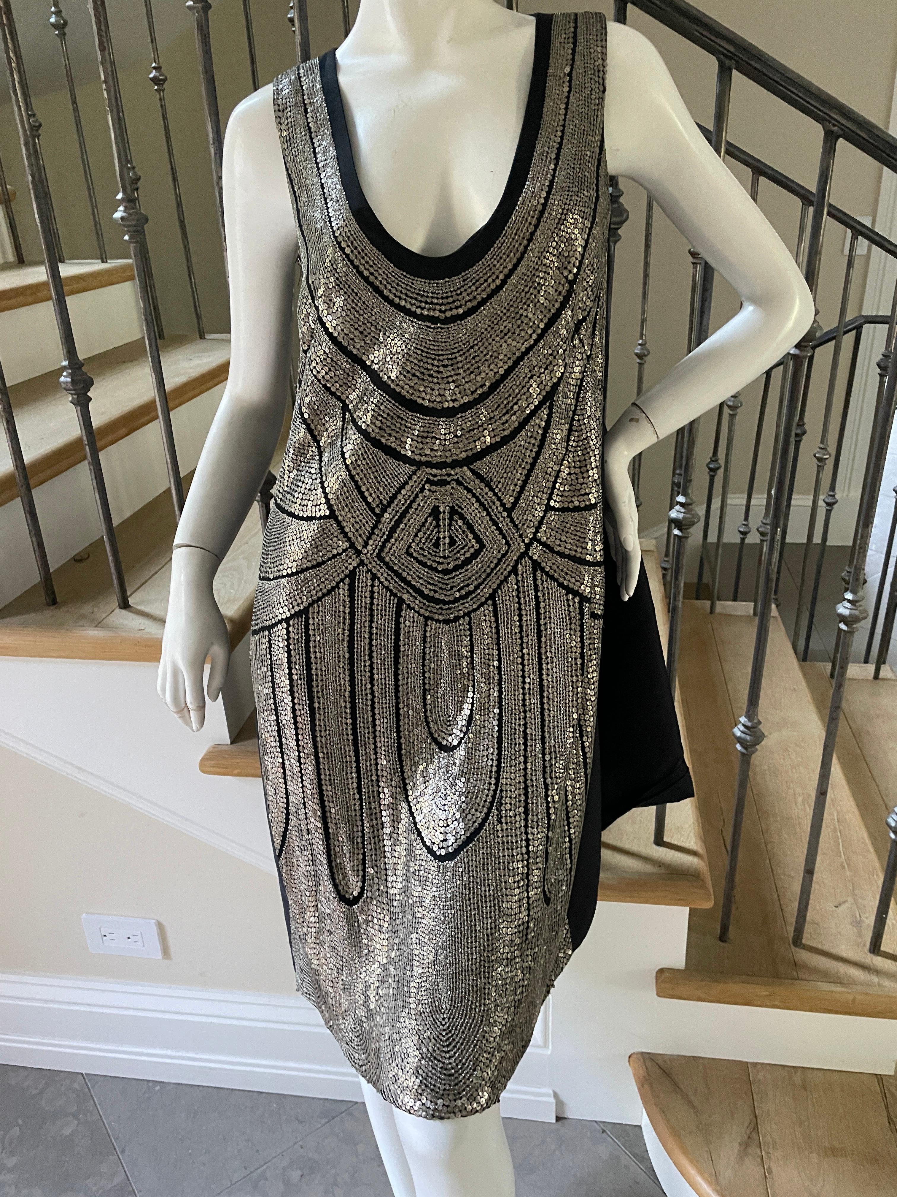 Black Alberta Ferretti Sequin Embellished  Flapper Style Vintage Dress For Sale