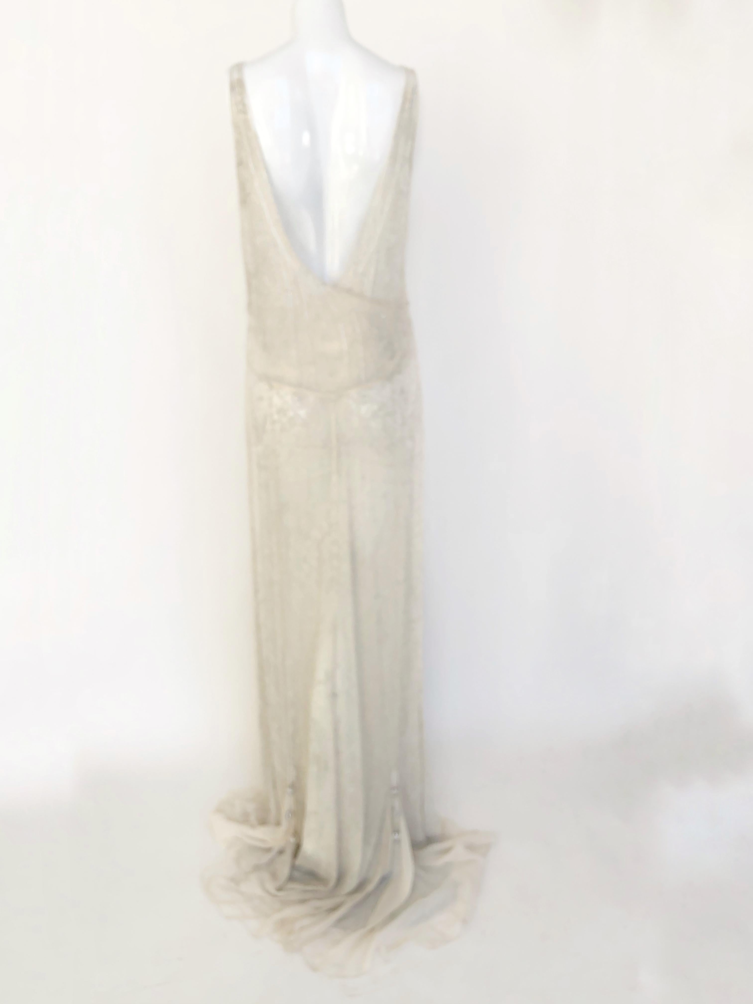 Alberta Ferretti sheer beaded flapper gown In Good Condition In New York, NY