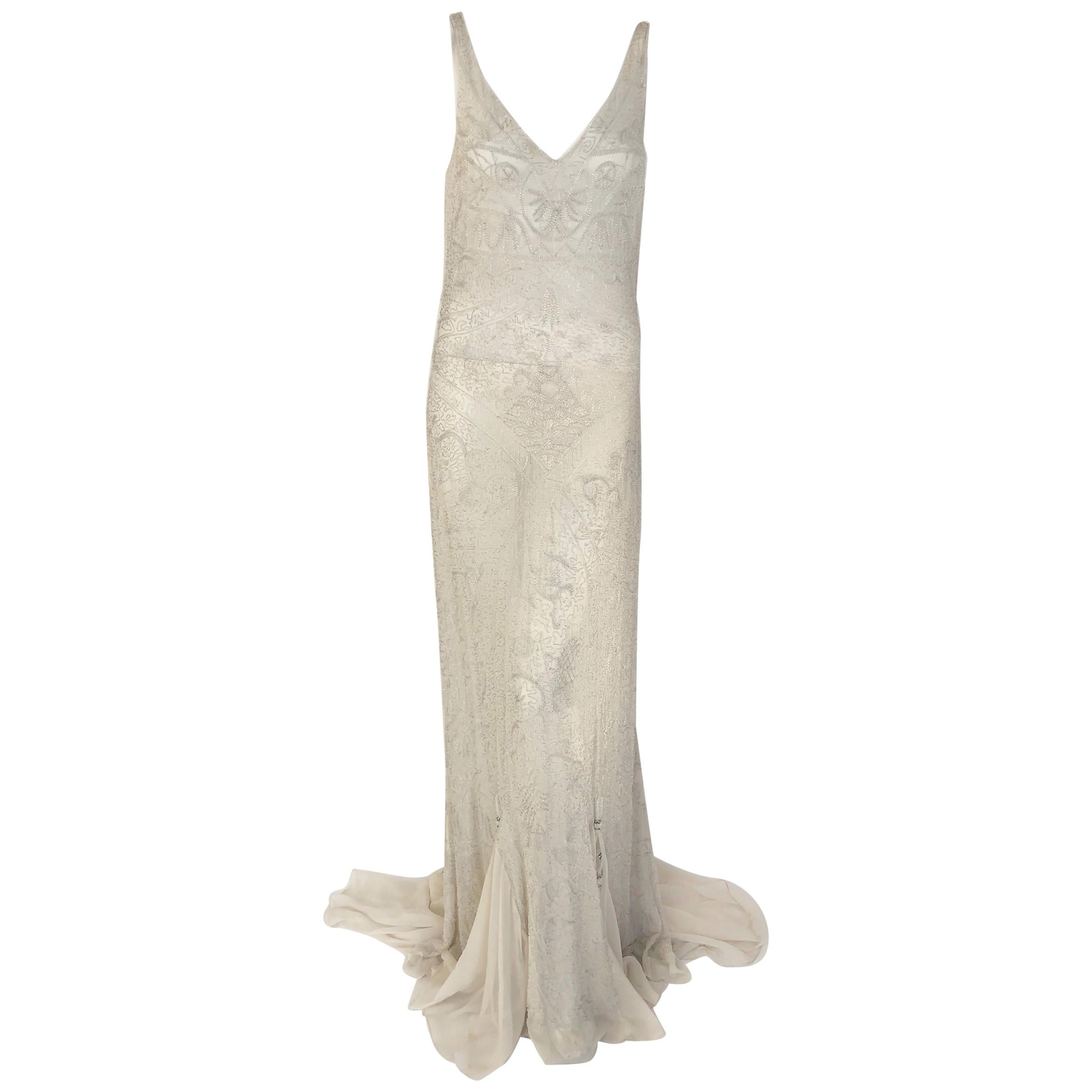 Alberta Ferretti sheer beaded flapper gown