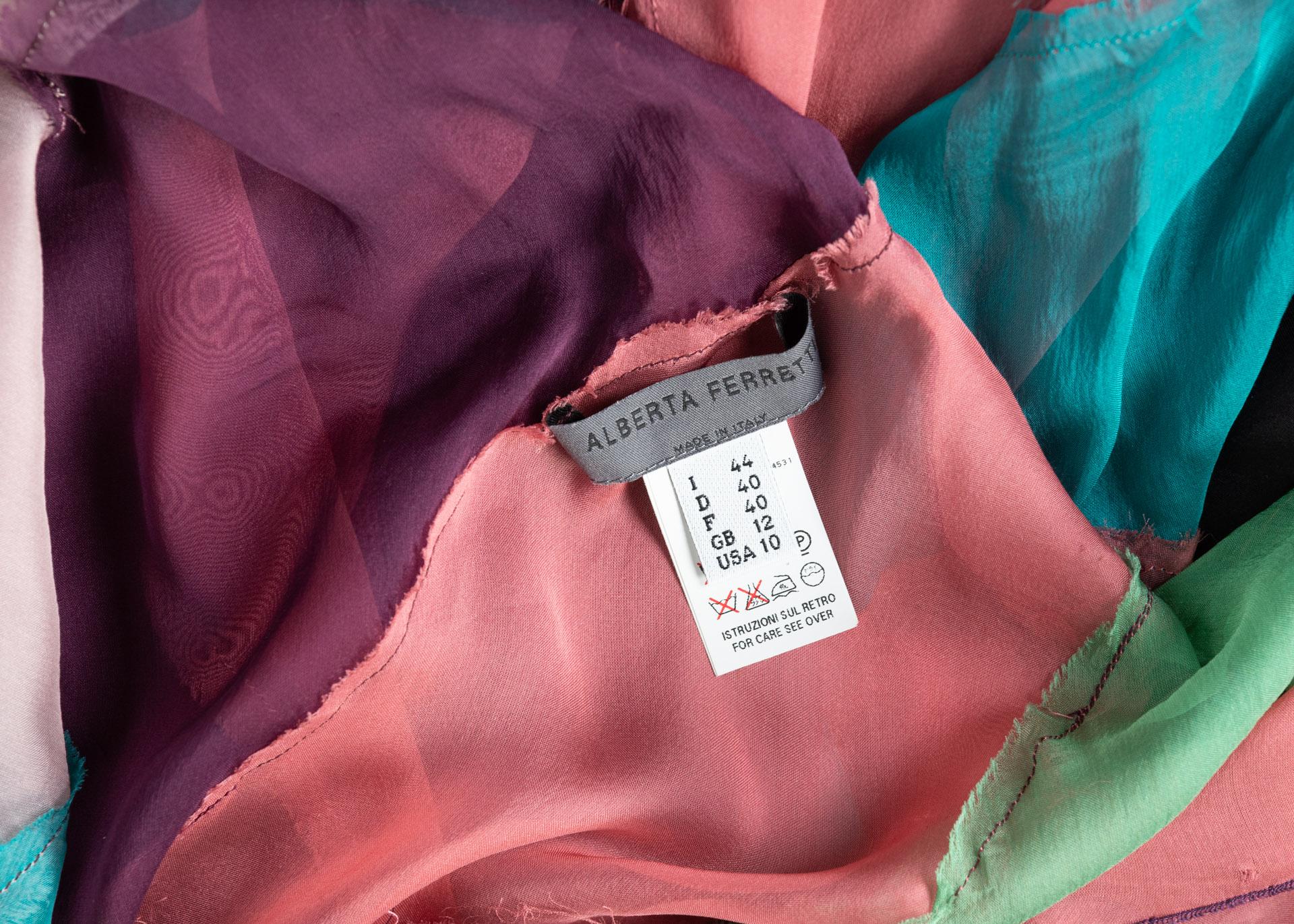 Alberta Ferretti Silk Chiffon Patchwork Open back Halter Gown, 2005 For Sale 7