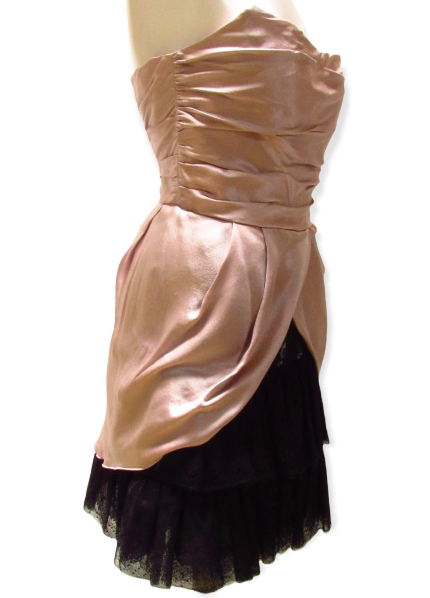 Alberta Ferretti Silk Strapless Dress For Sale 3