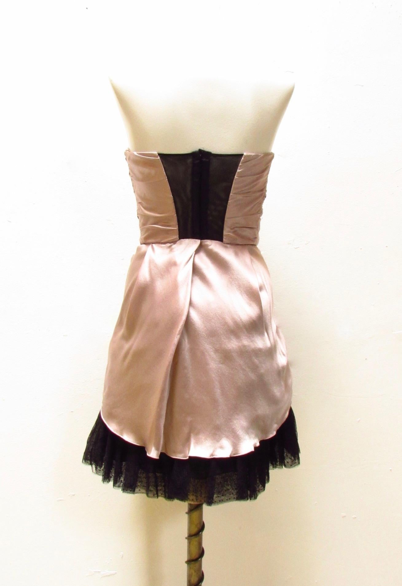 Alberta Ferretti Silk Strapless Dress For Sale 1