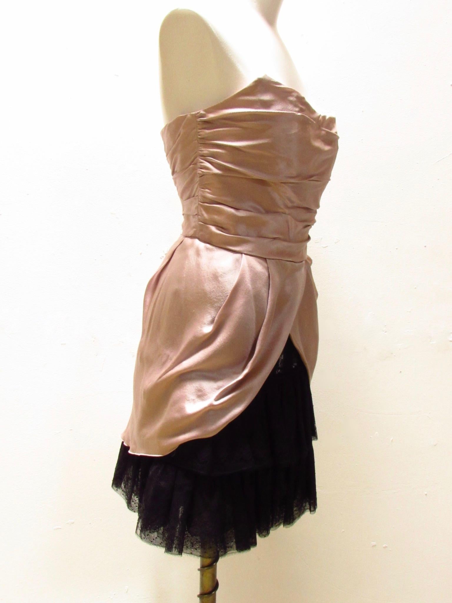 Alberta Ferretti Silk Strapless Dress For Sale 4