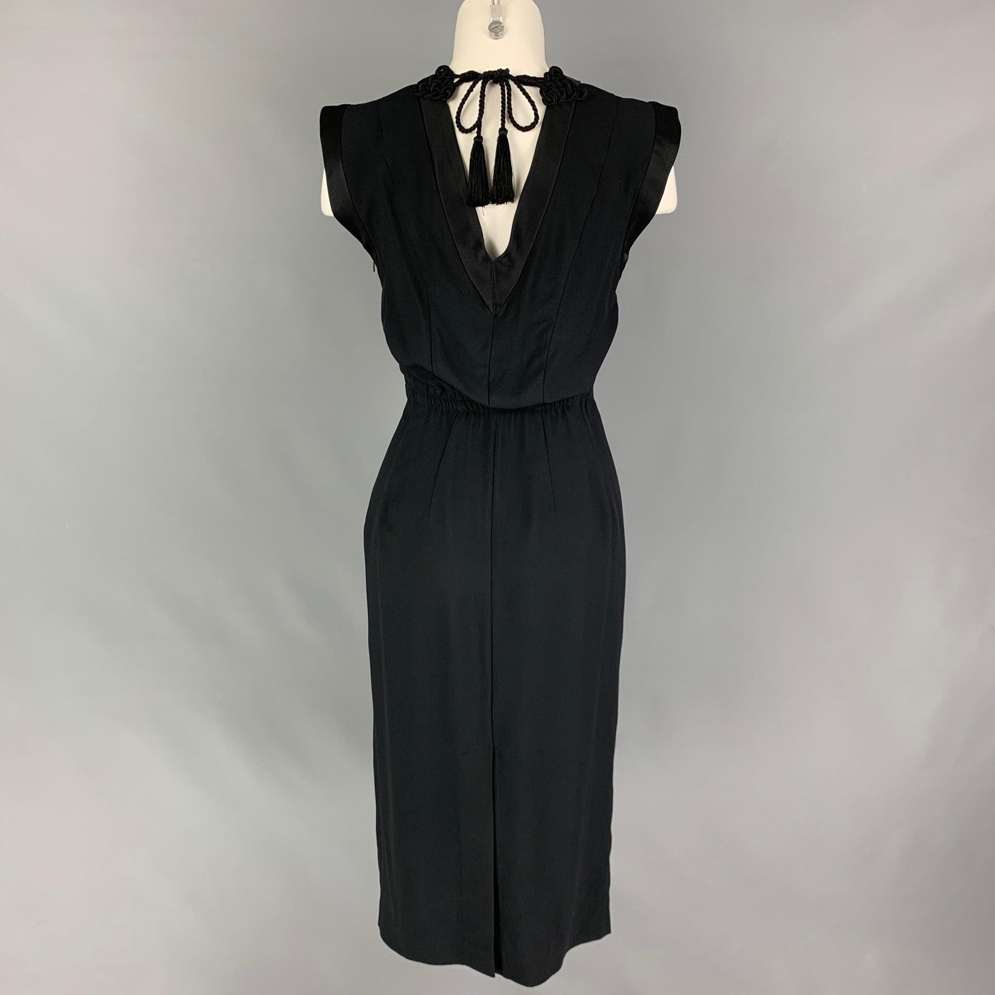 ALBERTA FERRETTI Size 2 Black Acetate Viscose Sleeveless Cocktail Dress In Excellent Condition For Sale In San Francisco, CA