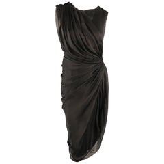 ALBERTA FERRETTI Größe 4 Schwarzes Cocktailkleid mit drapiertem Overlay aus Seide