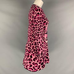ALBERTA FERRETTI Size 4 Pink Black Virgin Wool Animal Print Long Sleeve Dress