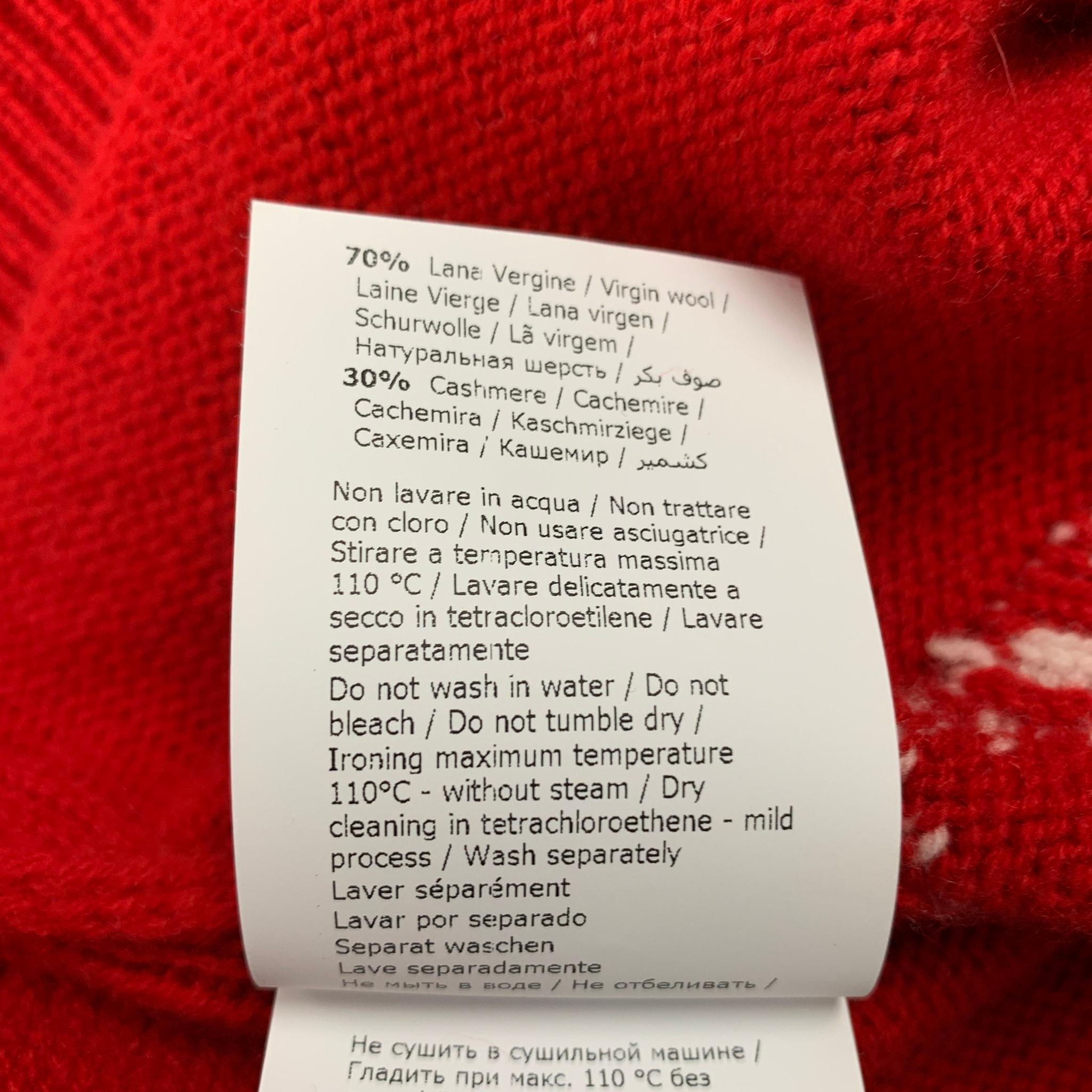 ALBERTA FERRETTI Size 4 Red White Virgin Wool Cashmere Sweater 1