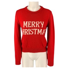ALBERTA FERRETTI Size 4 Red White Virgin Wool Cashmere Sweater