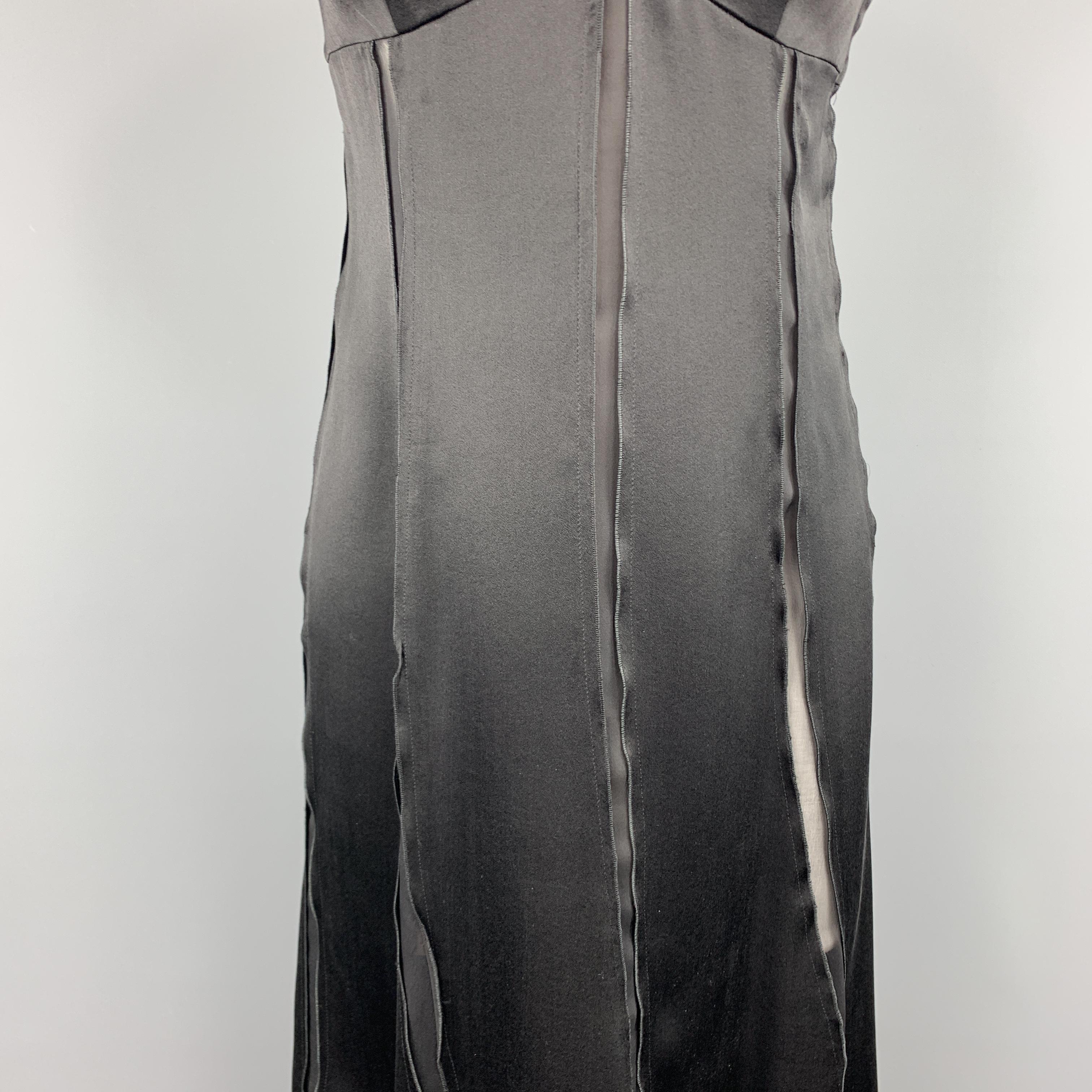 ALBERTA FERRETTI Size 6 Black Silk Sheer Panel Cocktail Dress In Excellent Condition In San Francisco, CA