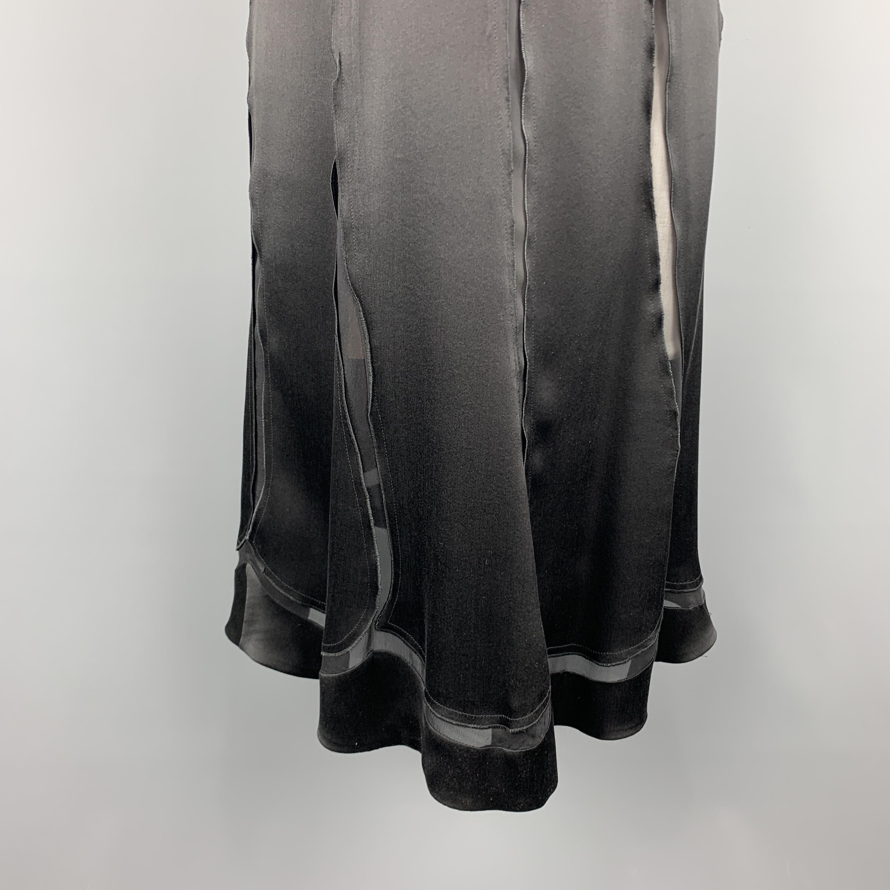 Women's ALBERTA FERRETTI Size 6 Black Silk Sheer Panel Cocktail Dress