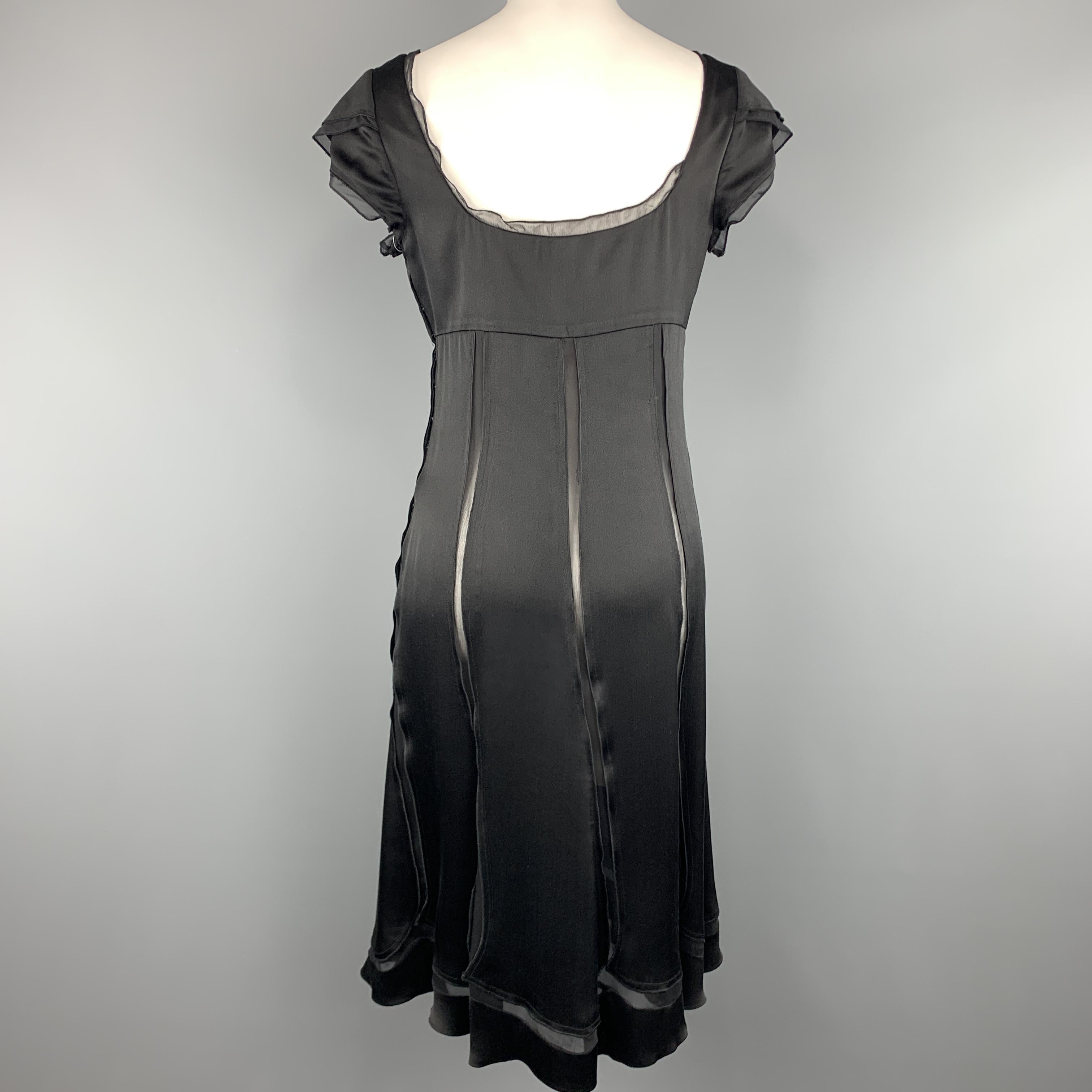 ALBERTA FERRETTI Size 6 Black Silk Sheer Panel Cocktail Dress 2