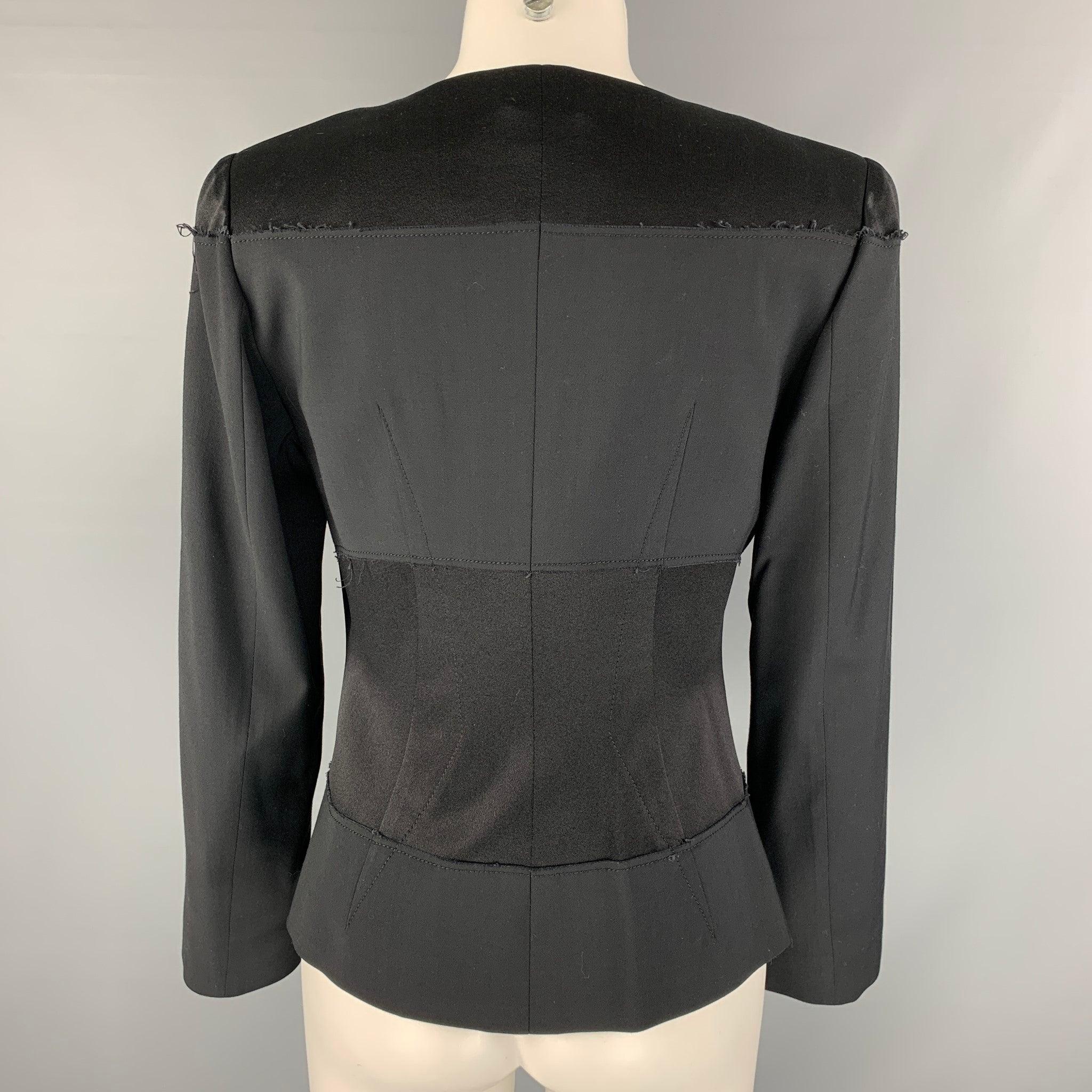 ALBERTA FERRETTI Size 8 Black Rayon Blend Hidden Snaps Jacket In Good Condition For Sale In San Francisco, CA