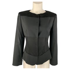 ALBERTA FERRETTI Größe 8 Schwarz Rayon Blend versteckte Druckknöpfe Jacke