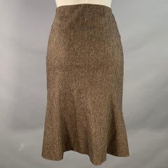 ALBERTA FERRETTI Size 8 Brown Beige Acetate Blend Tulip Midi Skirt