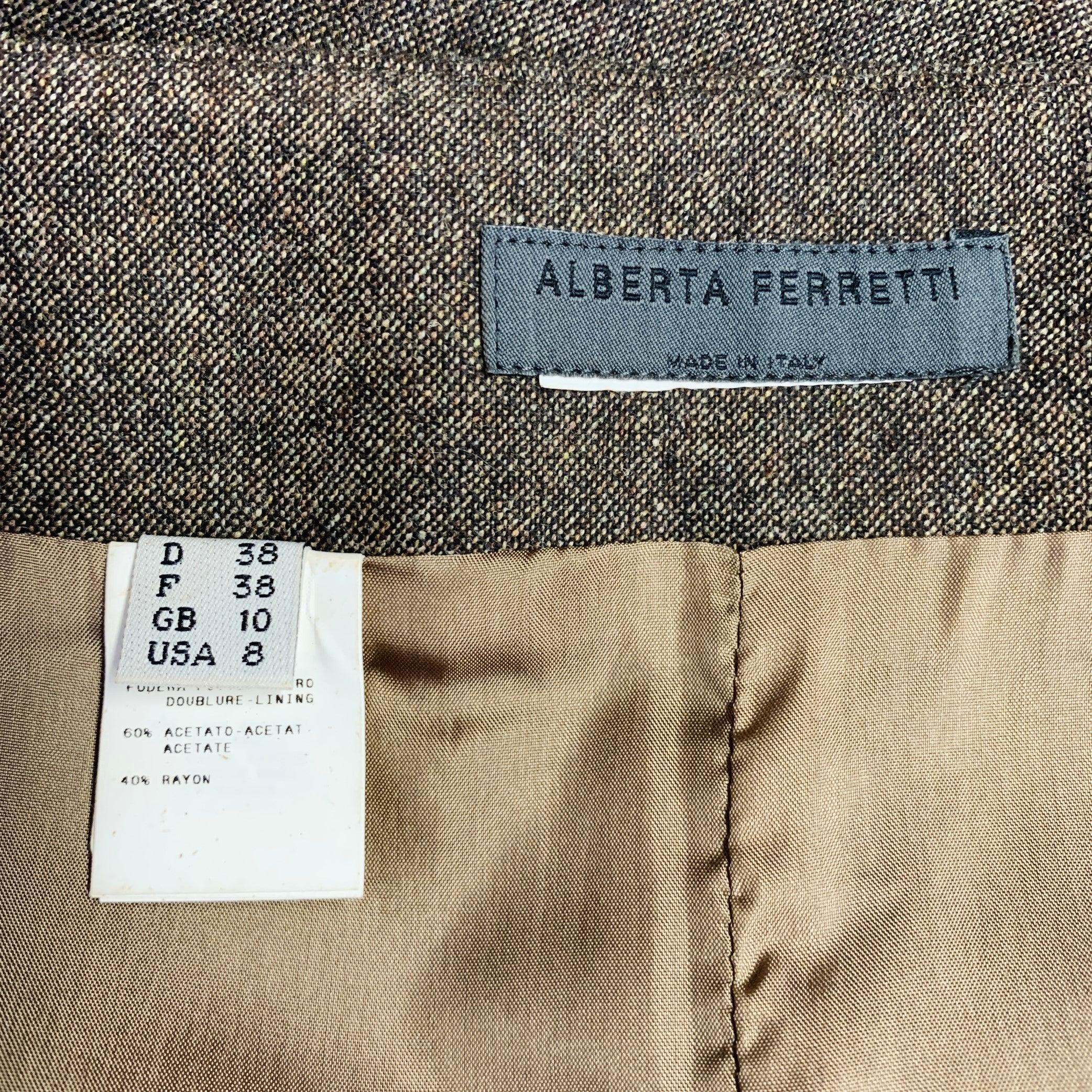 Marron Alberta Ferretti Taille 8 Brown Beige Acetate Blend Tulip Midi Skirt en vente