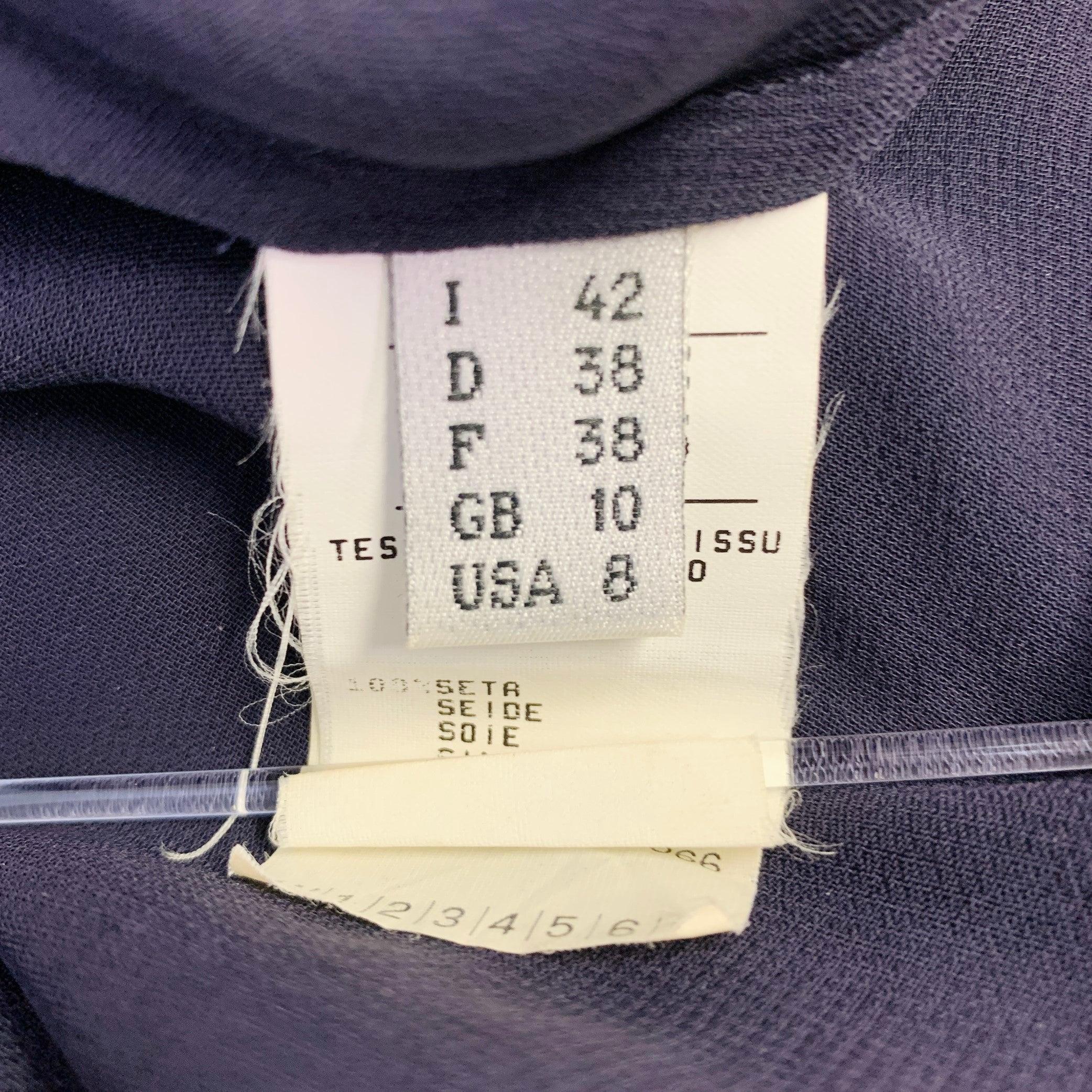 ALBERTA FERRETTI Taille 8 Robe à bretelles spaghetti en soie marine en vente 2