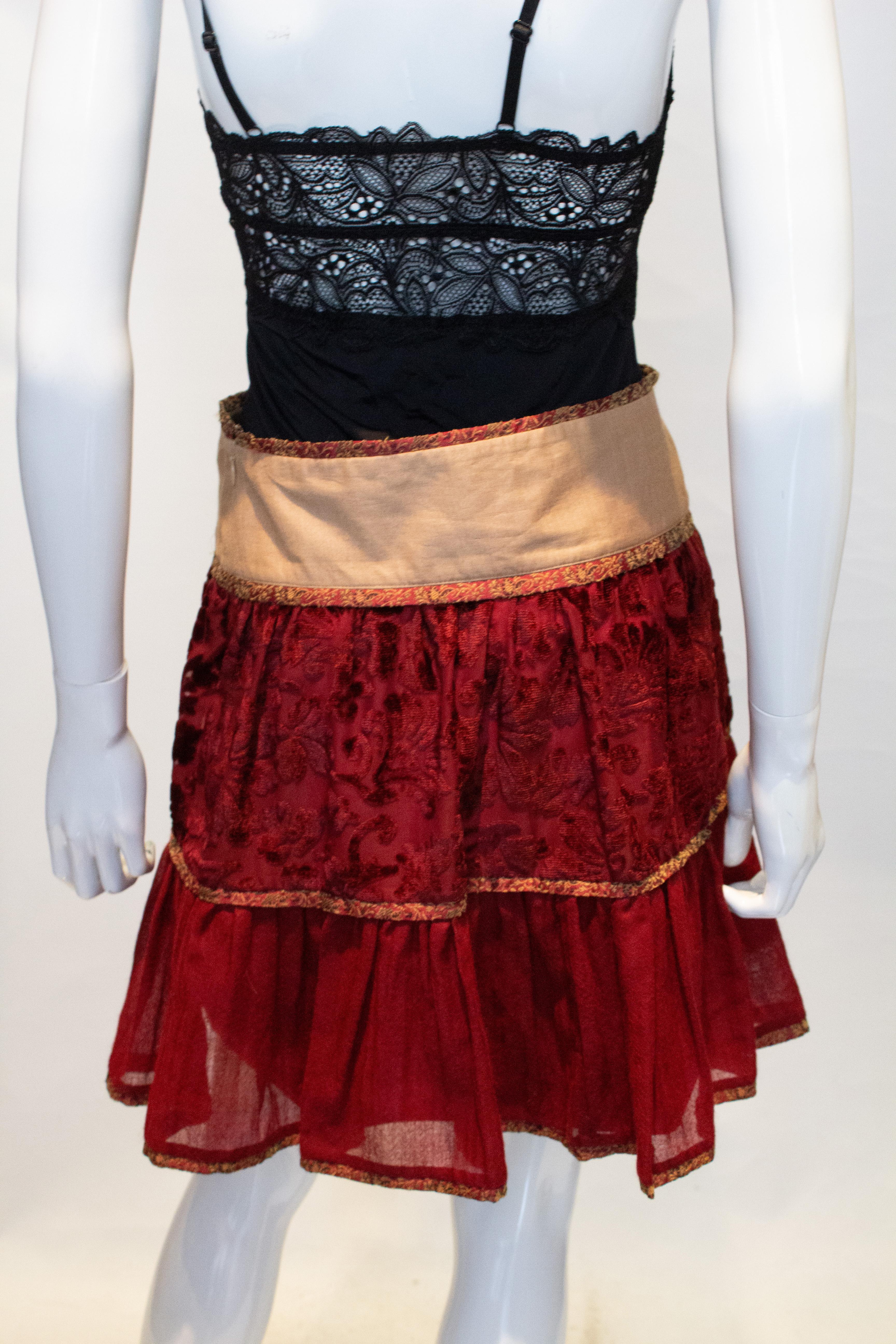 Red Alberta Ferretti Skirt in Plum Colours For Sale