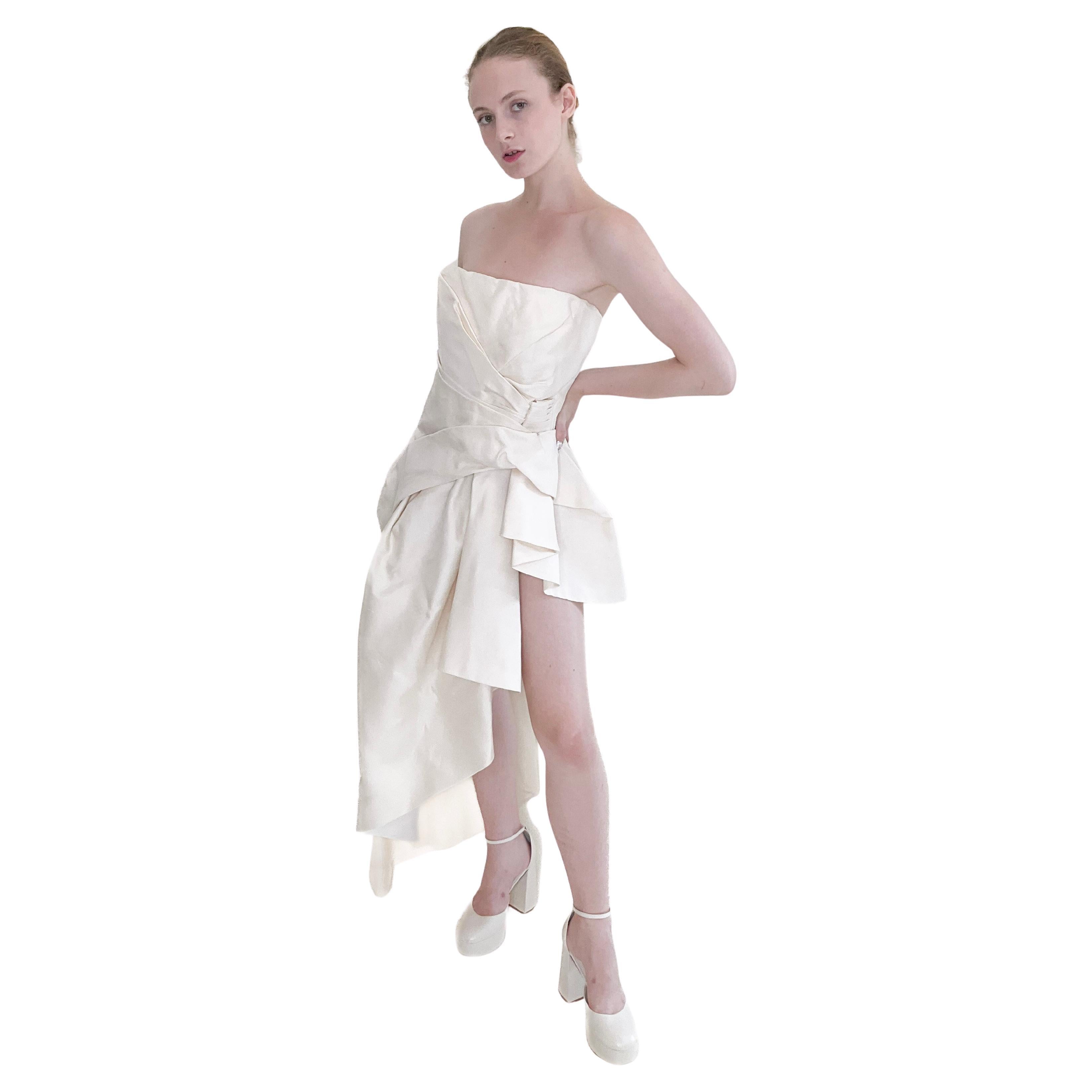 Alberta Ferretti Trägerloses asymmetrisches Kleid im Angebot