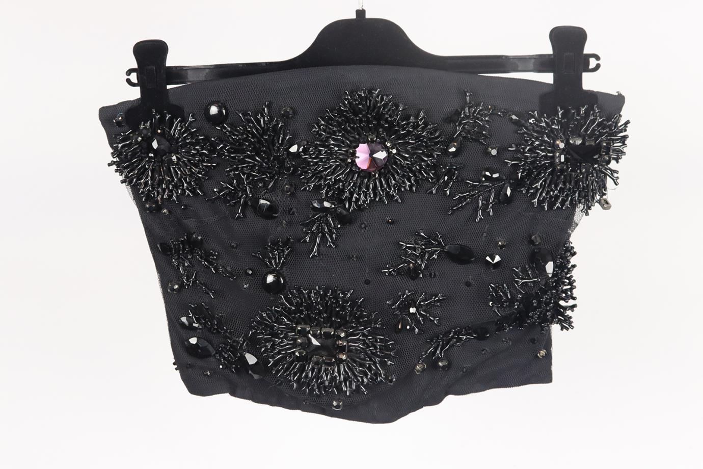 Alberta Ferretti Strapless Embellished Stretch Tulle Bustier Top It 38 Uk 6 In Excellent Condition In London, GB