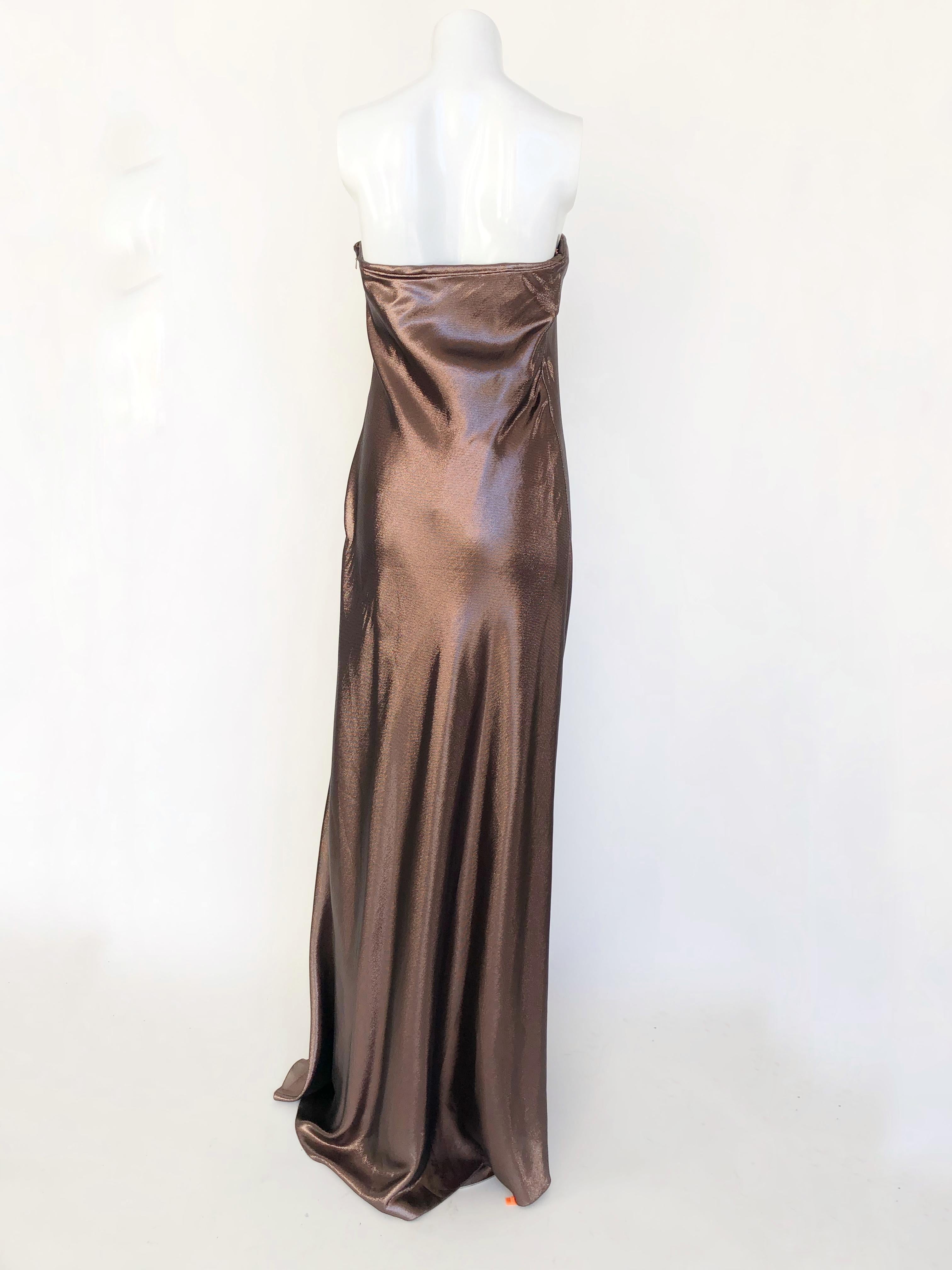 Black Alberta Ferretti strapless metallic gown For Sale