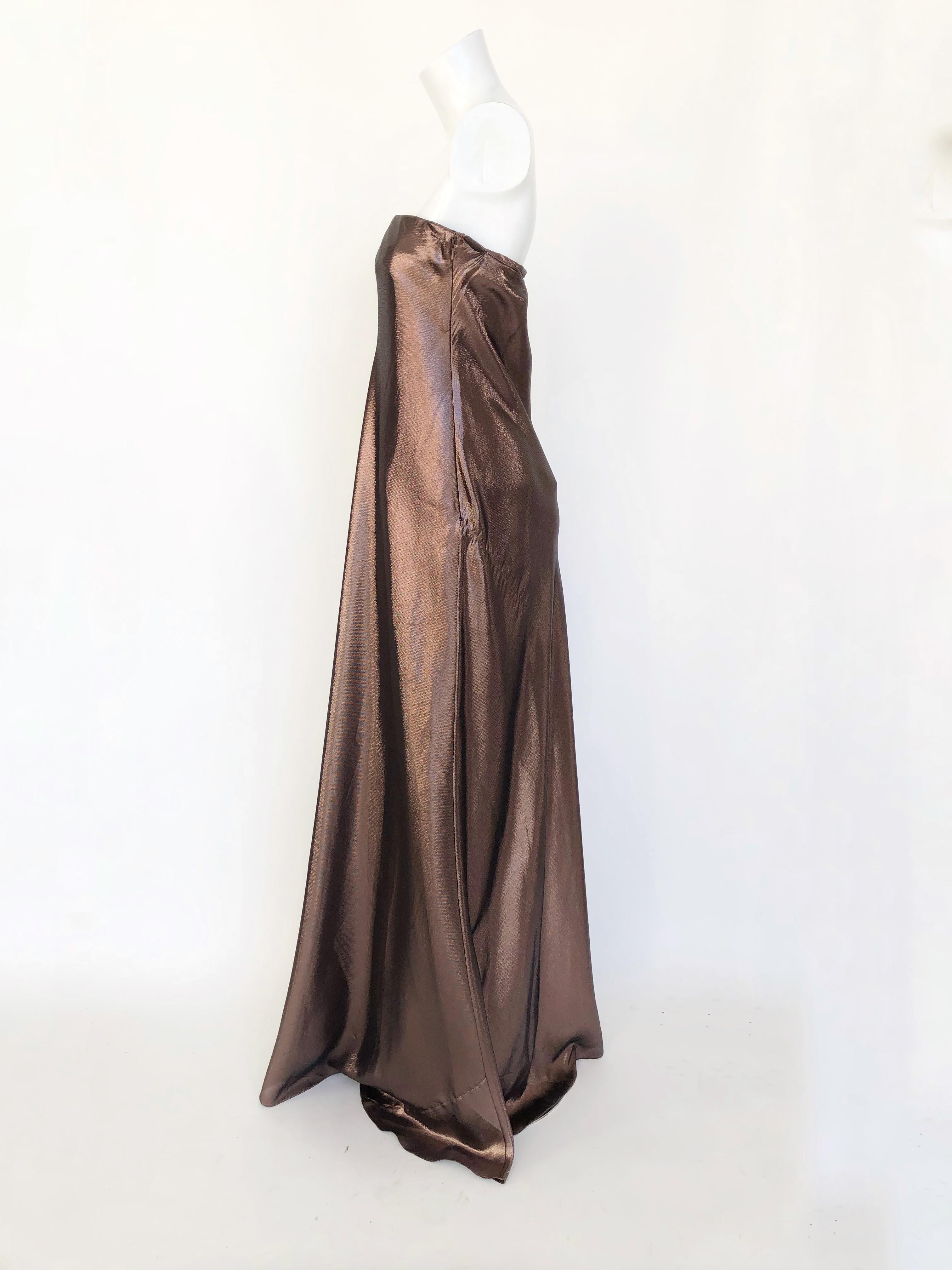 Alberta Ferretti strapless metallic gown In Fair Condition For Sale In New York, NY