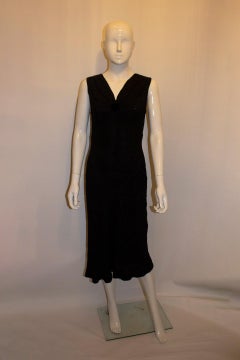 Alberta Ferretti Textured  Black Silk Dress
