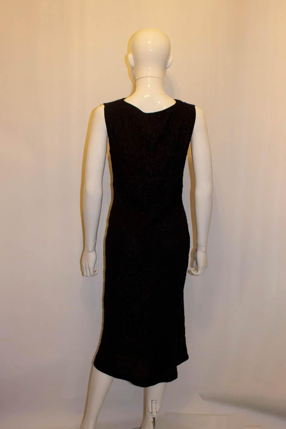 Women's Alberta Ferretti Textured  Black Silk Dress For Sale