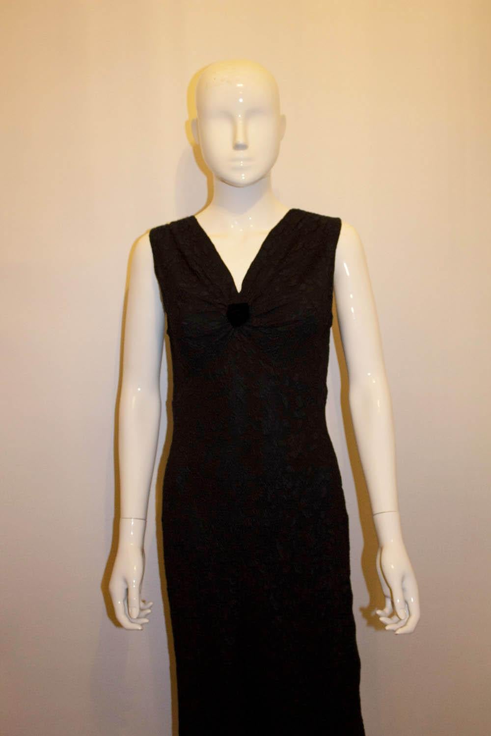 Alberta Ferretti Textured  Black Silk Dress For Sale 1