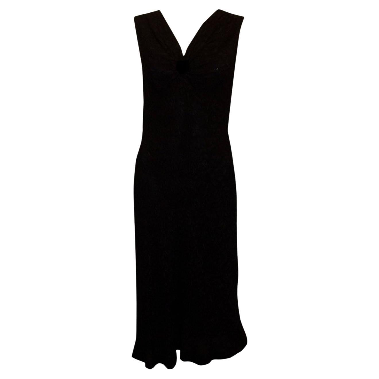 Alberta Ferretti Textured  Black Silk Dress For Sale