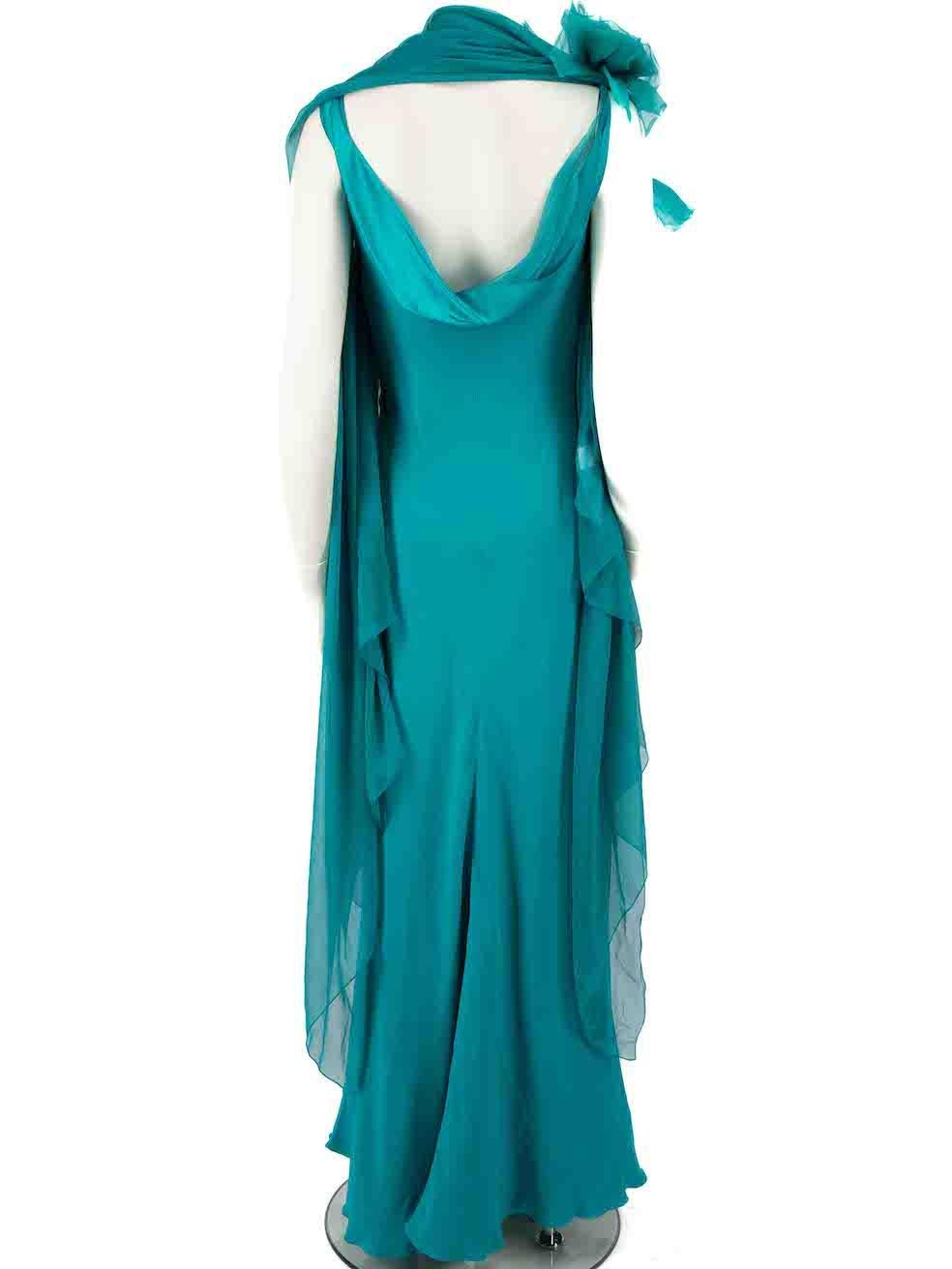 Alberta Ferretti Turquoise Gown & Wrap Scarf Size L In Excellent Condition In London, GB