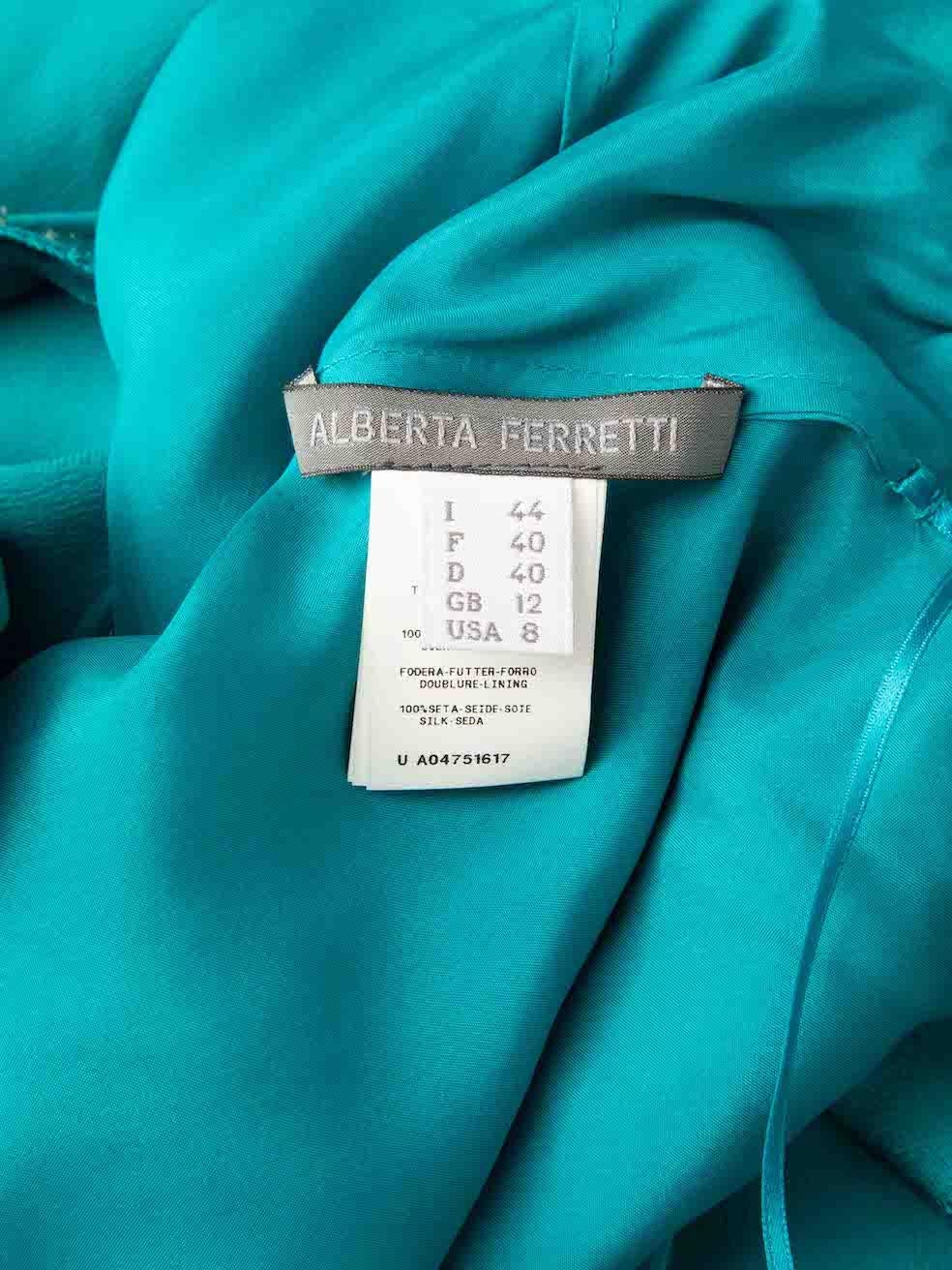 Alberta Ferretti Turquoise Gown & Wrap Scarf Size L 4