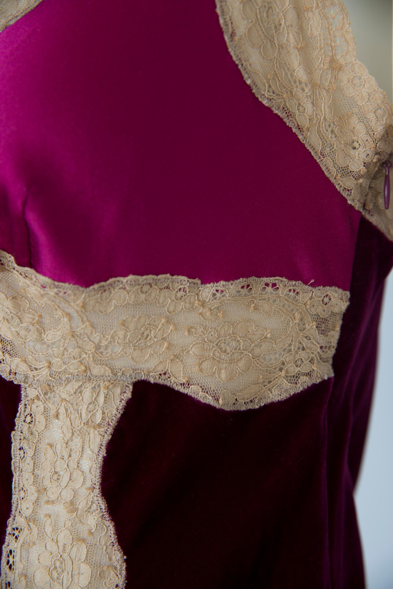 Alberta Ferretti Velvet & Silk Lace Trimmed Slip Dress 4