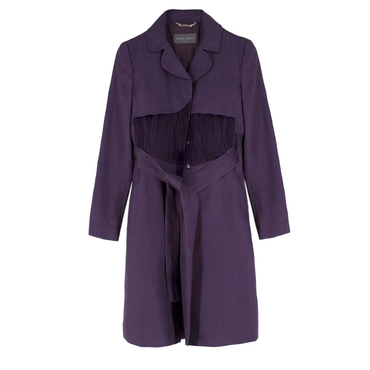 Black Alberta Ferretti vintage purple belted silk jacket  US 8