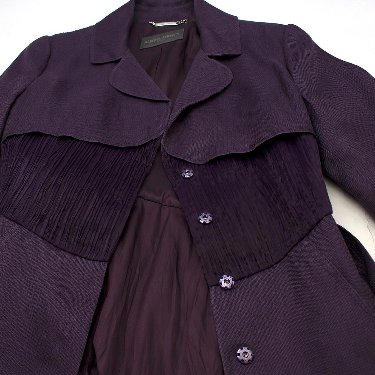 Alberta Ferretti vintage purple belted silk jacket  US 8 In Excellent Condition In London, GB