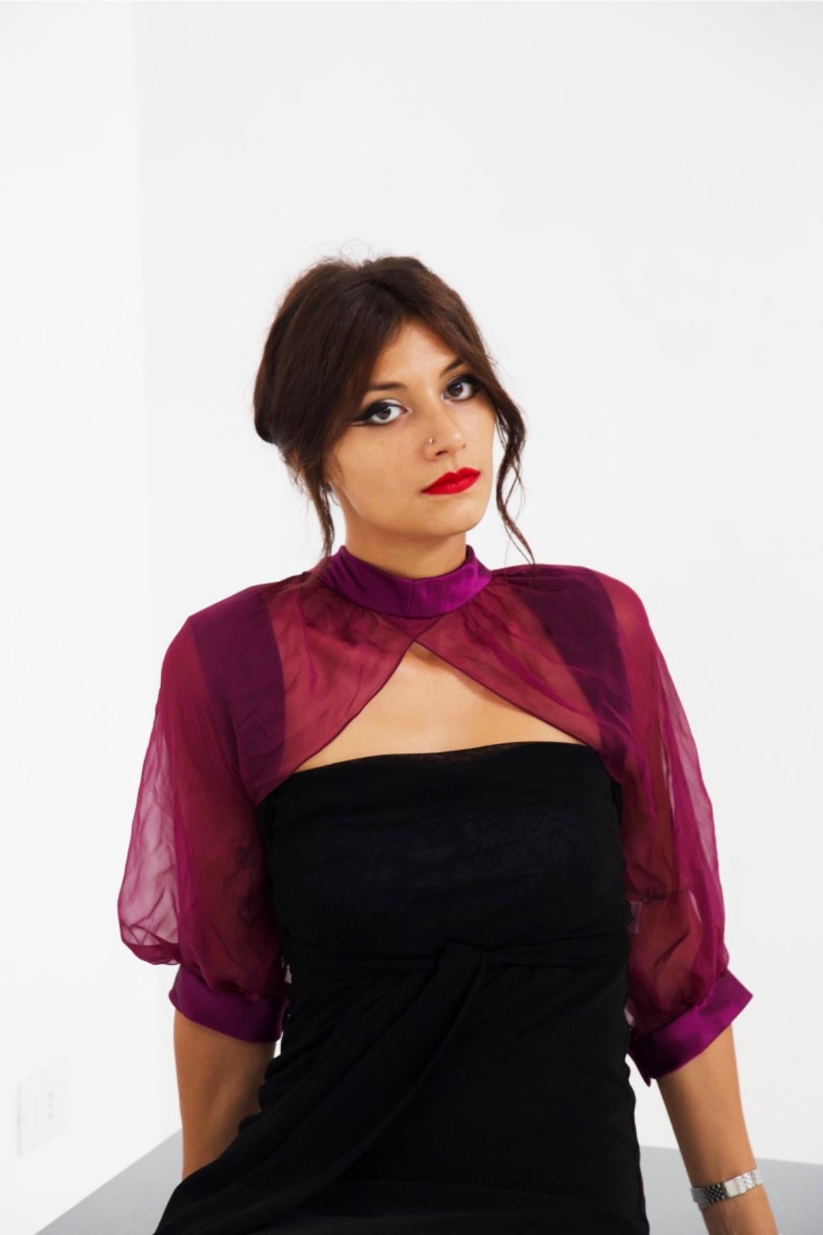 Alberta Ferretti Vintage Purple Sleeve Covers For Sale 6