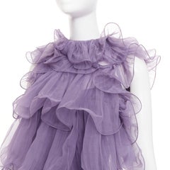 ALBERTA FERRETTI Vintage sheer silk tiered ruffle evening gown dress IT40 S