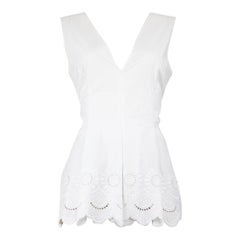 Alberta Ferretti Weißes ärmelloses Top mit Spitzenbesatz Größe M