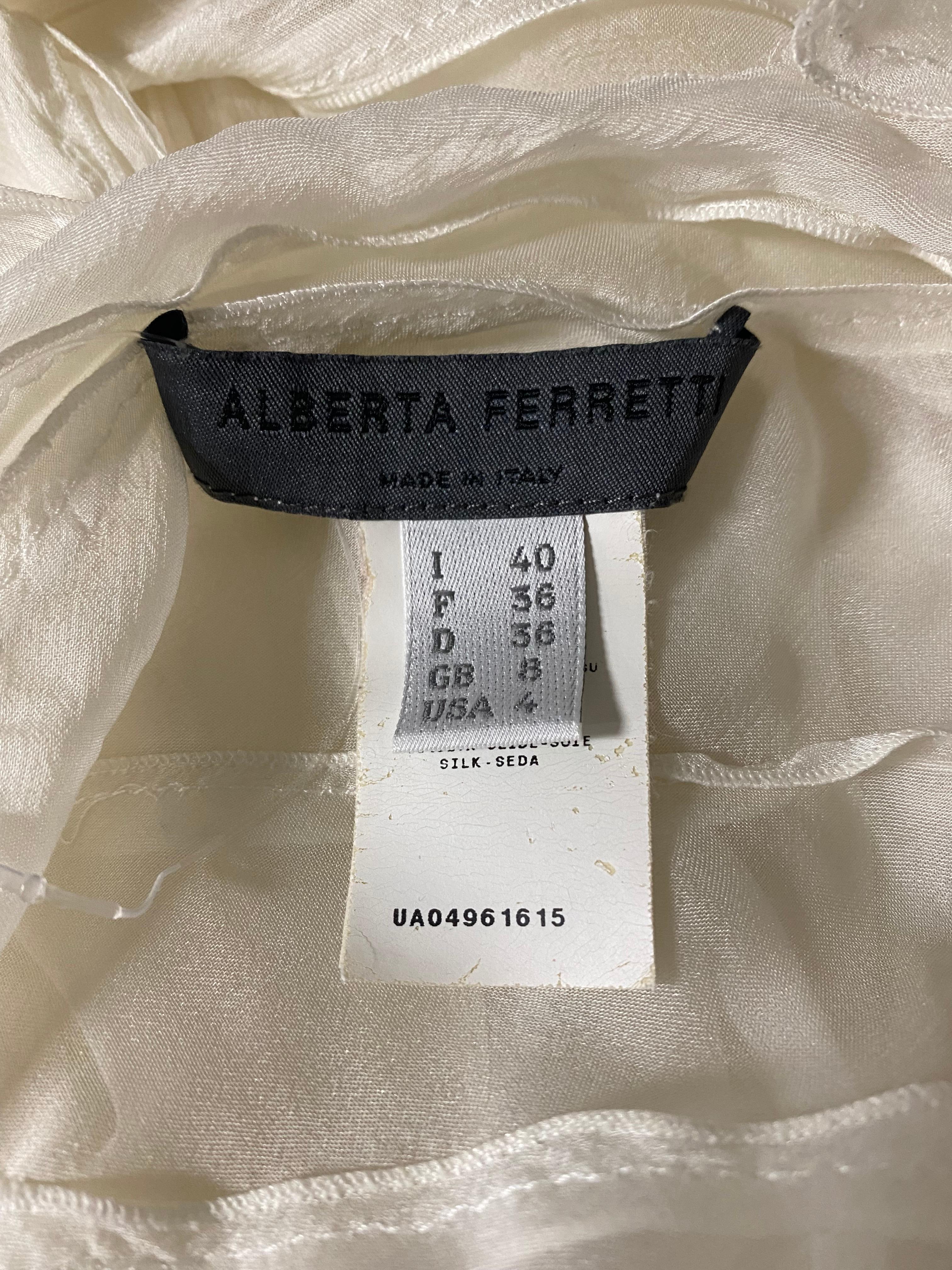 Women's Alberta Ferretti White Sil Maxi Dress, Size US4