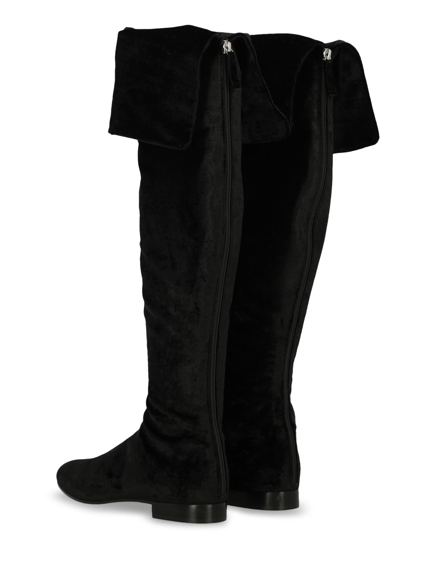 Women's Alberta Ferretti Woman Boots Black Fabric IT 35 For Sale
