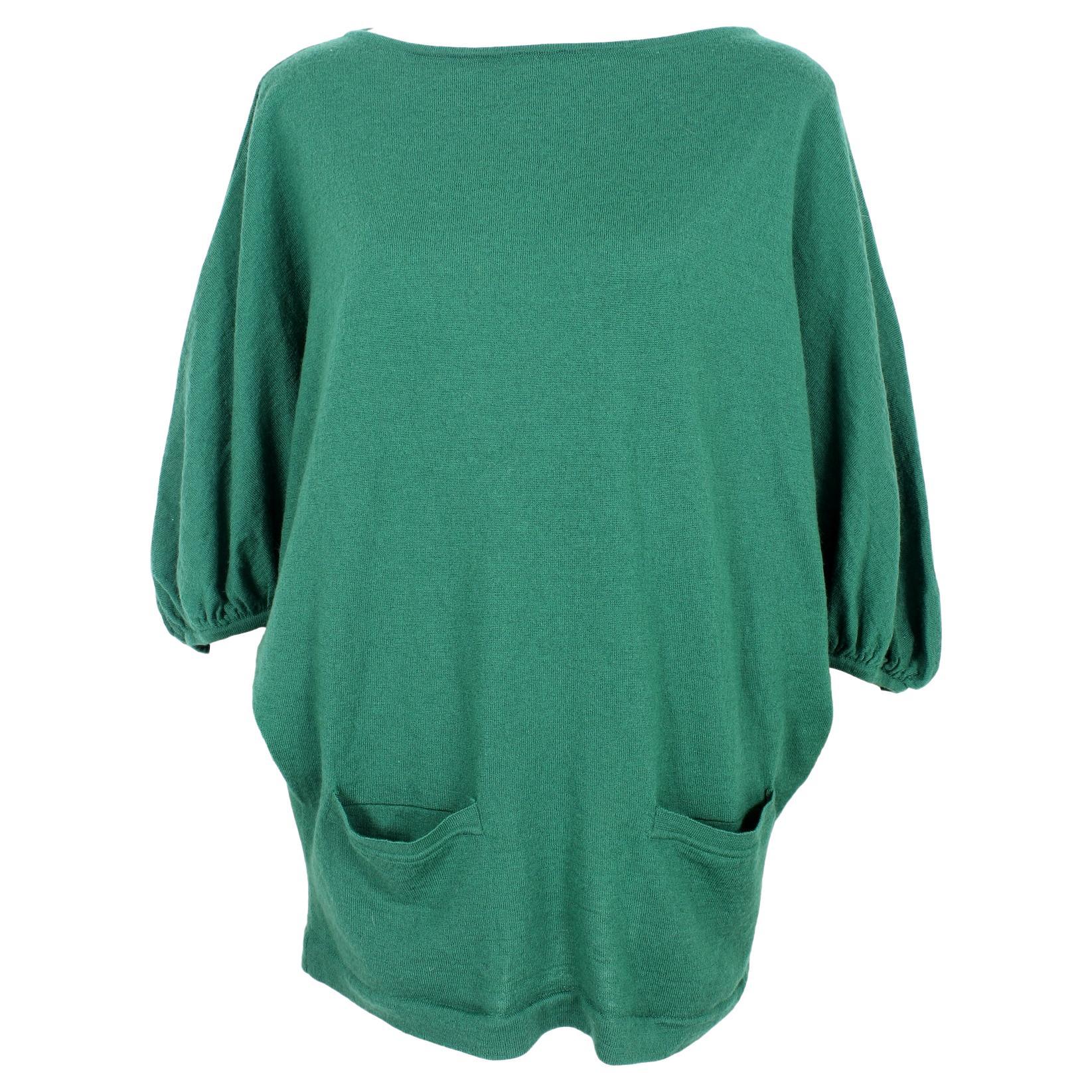 Alberta Ferretti Wool Green Casual Sweater 2000s For Sale