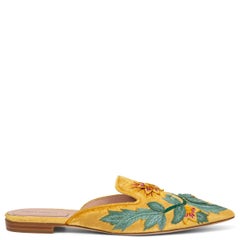 Mules plates ALBERTA FERRETTI jaune en velours brodé MIA 38