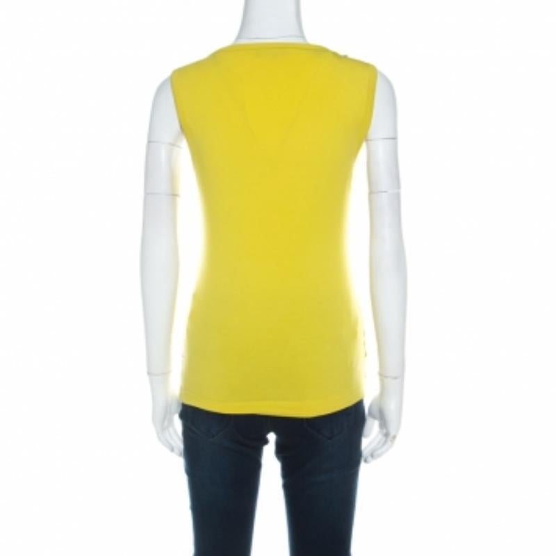 Jaune Alberta Ferretti haut jaune imprimé cachemire en coton à sequins, taille L en vente