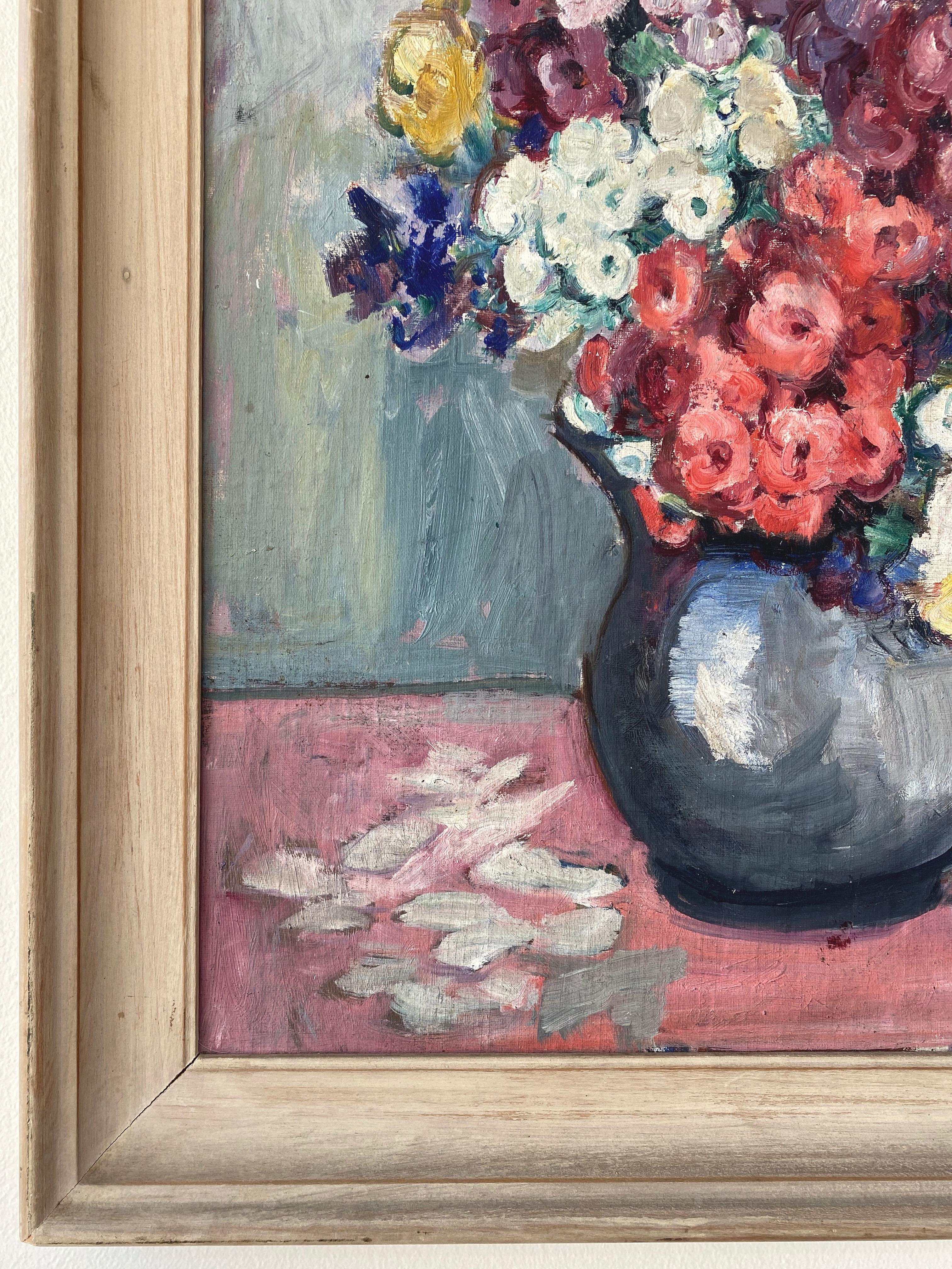 Alberta Kinsey “Still Life with Flowers” Impressionist Oil Painting, 1920s 2